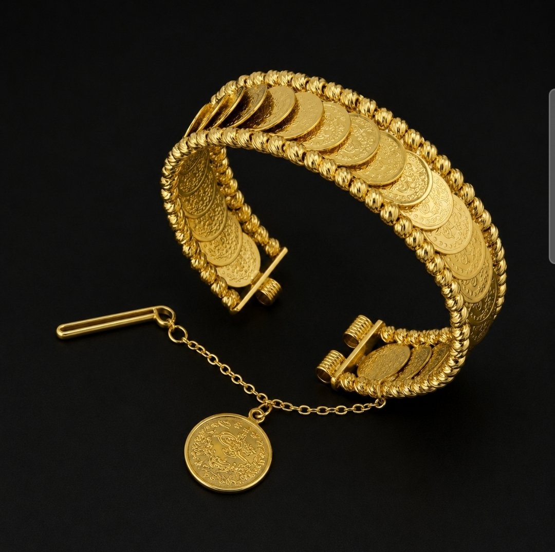 Ottoman Gold Coin Cuff Bracelet & Ring Set - Image 2
