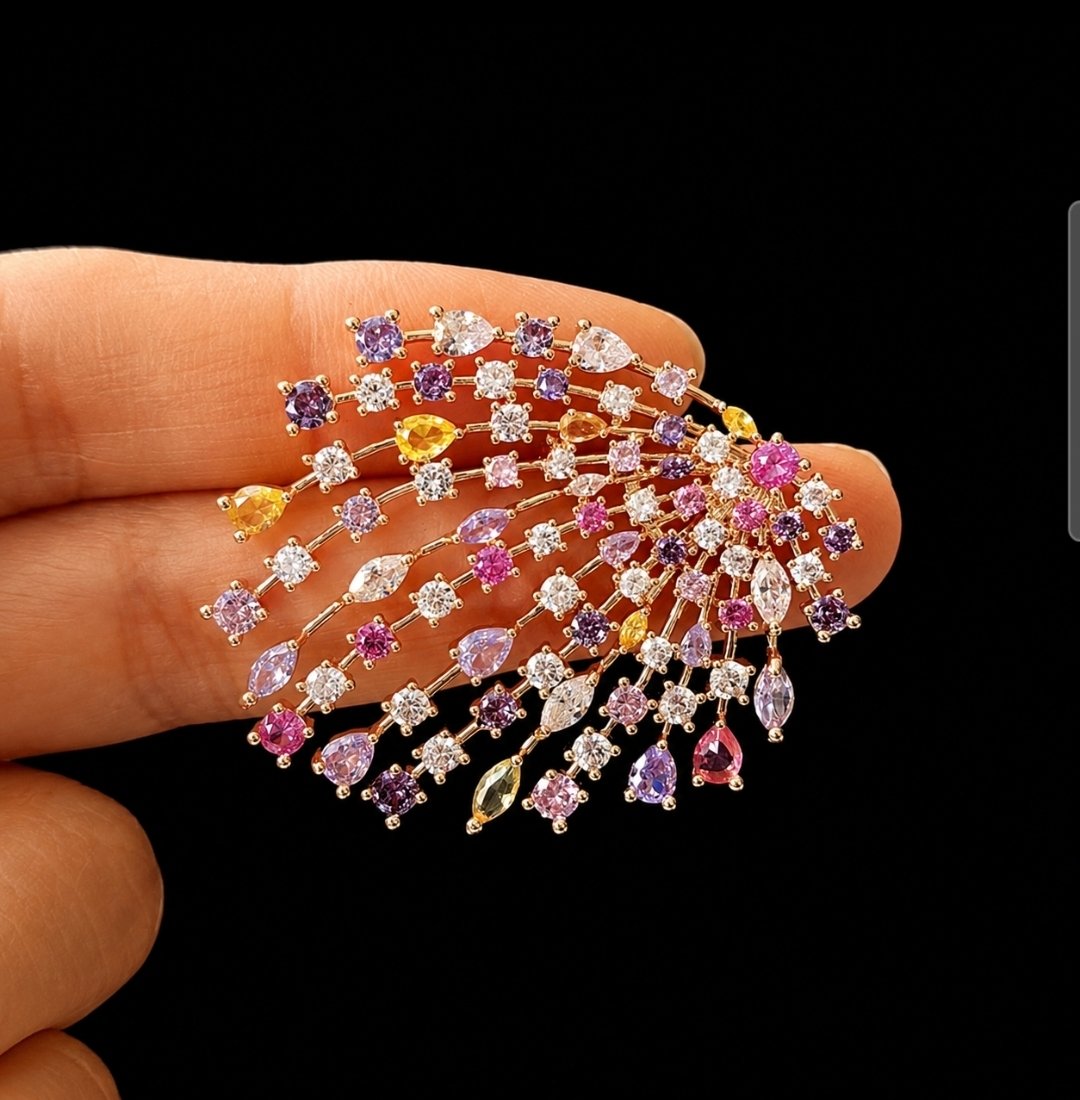 Fan Crystal Earrings - Image 2